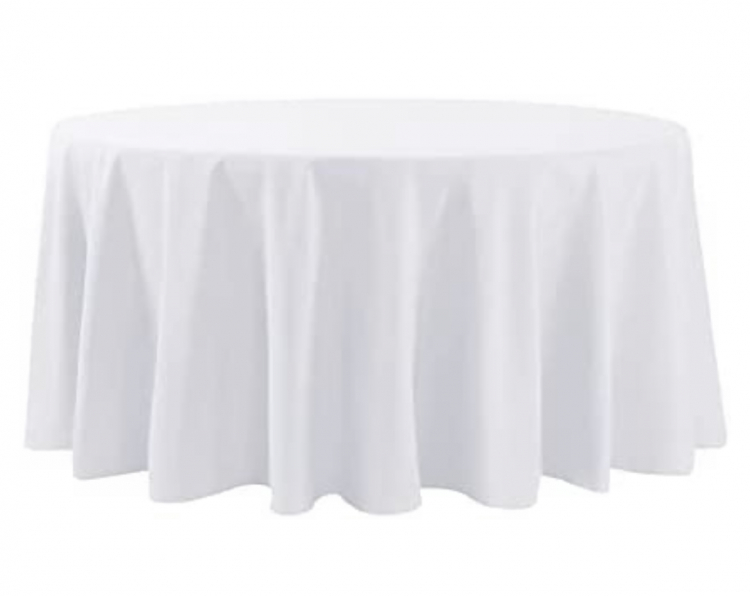 120' white round table cloths